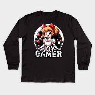 Kawaii Anime Girl Christmas Gamer Kids Long Sleeve T-Shirt